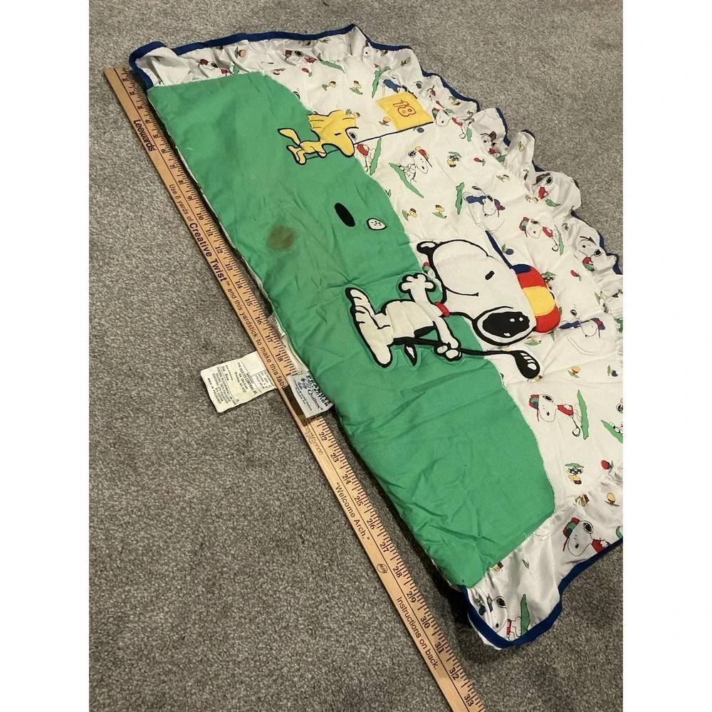 Vintage SNOOPY Golf CRIB QUILT KIT Peanuts Collection by Quilted Bedspread RARE